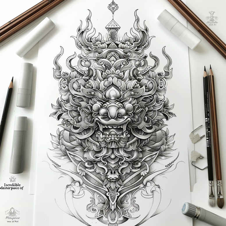 dragons tattoo design ideas Surrealism blurred edges scales symbolising determination
