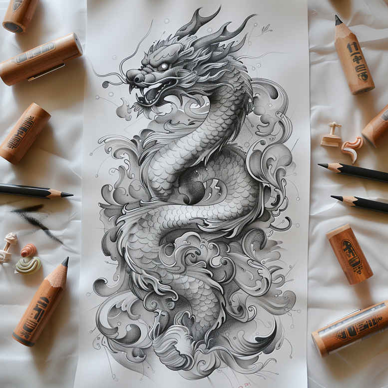 dragons tattoo design ideas intricate serpentine body for nape