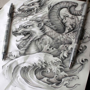 dragons tattoo design ideas close-up shadow and light for collarbone