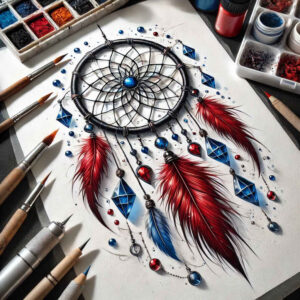 dreamcatcher-web – tattoo design ideas free ai generated – surrealism-symbolic-motifs – for-lower-arm – Gallery: dreamcatchers-inkby-ai