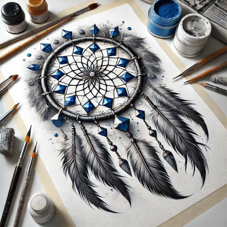 minimalist-dreamcatcher – tattoo design ideas free ai generated – realism-precise-anatomy – for-temple – Gallery: dreamcatchers-inkby-ai