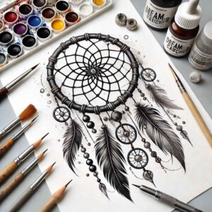 dreamcatchers tattoo design ideas no fill hanging for shin