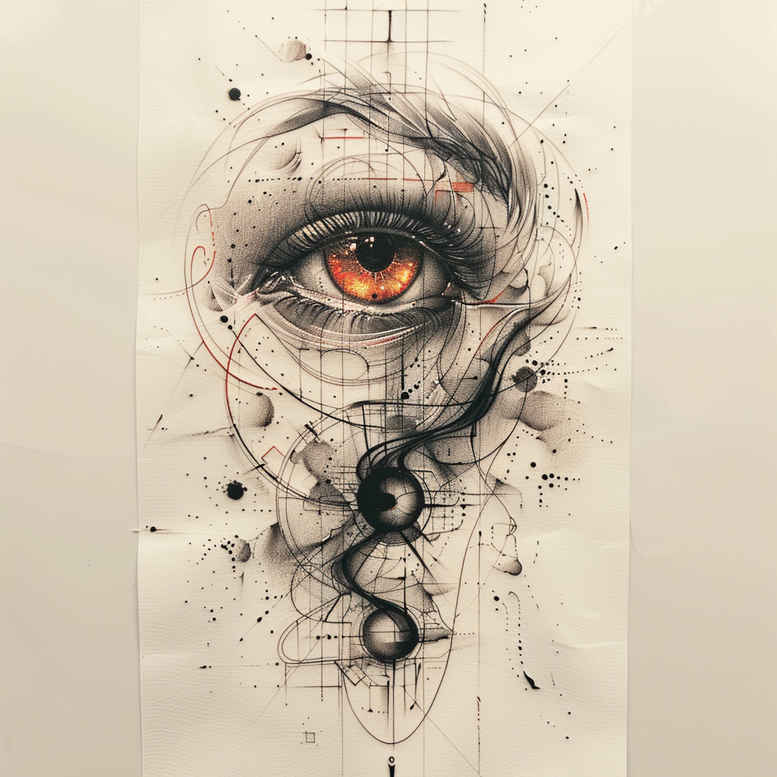 abstract-eye – tattoo design ideas free ai generated – realism-dynamic-shadows – for-upper-thigh – Gallery: eyes-inkby-ai