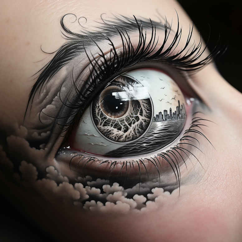 abstract-eye – tattoo design ideas free ai generated – surrealism-bizarre – for-abdomen – Gallery: eyes-inkby-ai