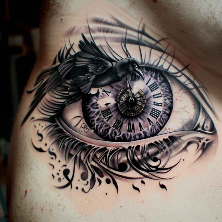 crowned-eye – tattoo design ideas free ai generated – neotraditional-contrasting-colors – for-lower-arm – Gallery: eyes-inkby-ai