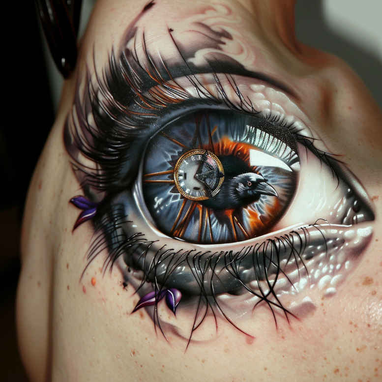 eye-of-soul – tattoo design ideas free ai generated – neotraditional-bold-texture – for-lower-thigh – Gallery: eyes-inkby-ai