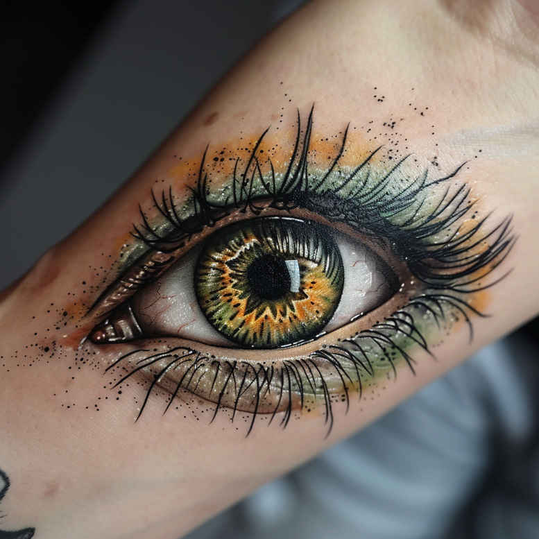 eye-with-eyelashes – tattoo design ideas free ai generated – surrealism-morphic-transformation – for-upper-chest – Gallery: eyes-inkby-ai