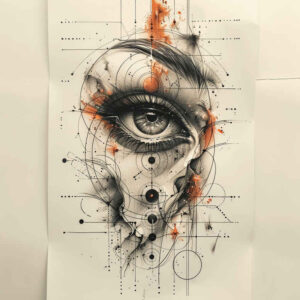 eye-with-ornament – tattoo design ideas free ai generated – neotraditional-smooth-gradients – for-lower-chest – Gallery: eyes-inkby-ai