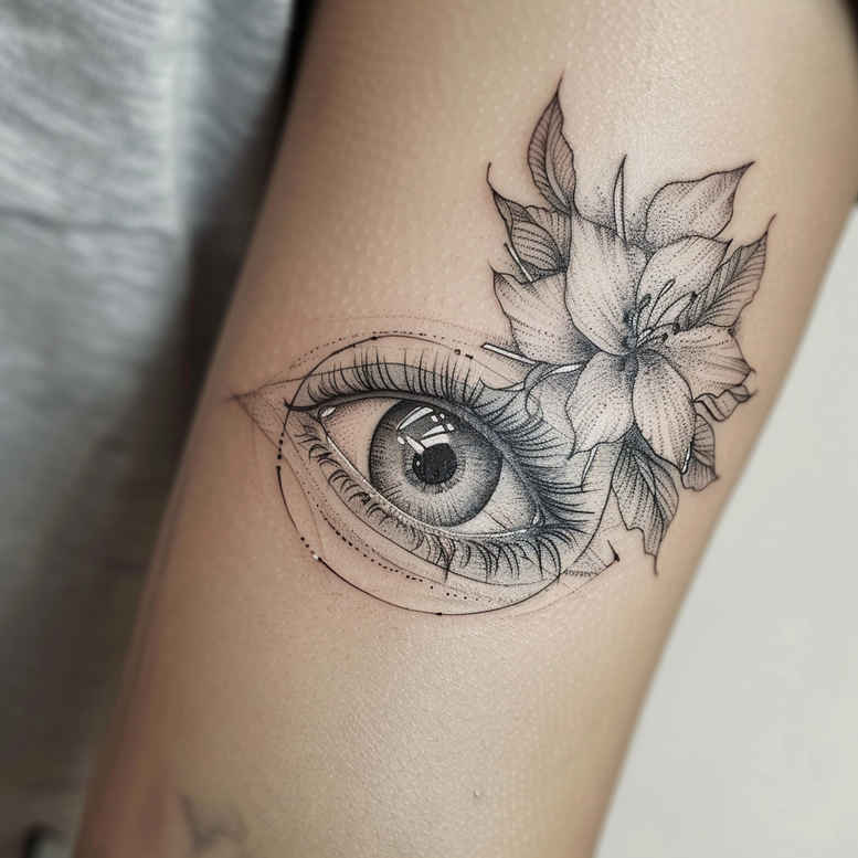 for-women – tattoo design ideas free ai generated – surrealism-hallucinogenic – for-back-of-neck – Gallery: eyes-inkby-ai