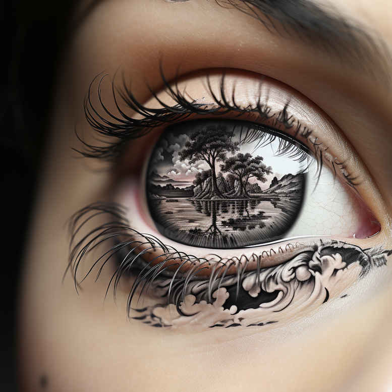 symbol-of-truth-eye – tattoo design ideas free ai generated – neotraditional-artistic-contrast – for-full-back – Gallery: eyes-inkby-ai