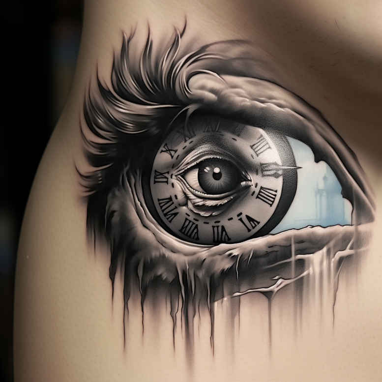 eyes tattoo design ideas dramatic lighting focused stands for endurance