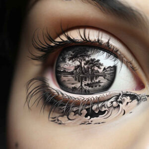 eyes tattoo design ideas Realism soft focus mystical for upper thigh