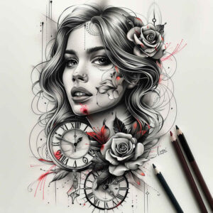 abstract-face – tattoo design ideas free ai generated – depth-illusion – for-hip – Gallery: faces-inkby-ai