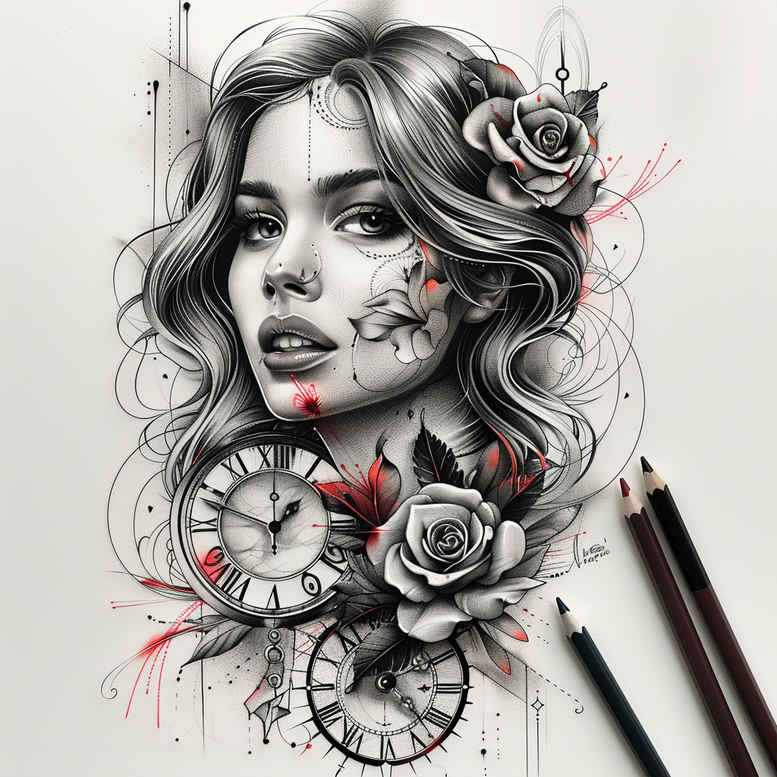 abstract-face – tattoo design ideas free ai generated – depth-illusion – for-hip – Gallery: faces-inkby-ai