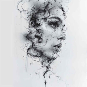 abstract-face – tattoo design ideas free ai generated – natural-finish – for-lower-back – Gallery: faces-inkby-ai
