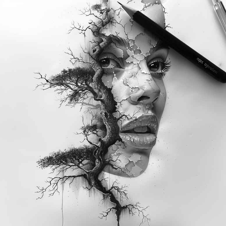 artistic-face – tattoo design ideas free ai generated – depth-illusion – for-biceps – Gallery: faces-inkby-ai