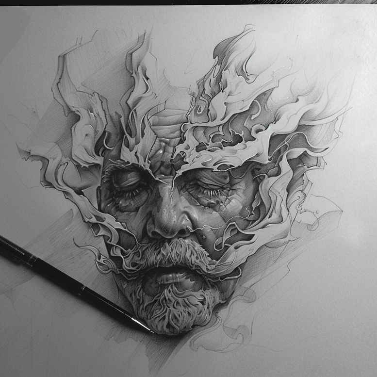 delicate-face – tattoo design ideas free ai generated – balanced-light – for-calf – Gallery: faces-inkby-ai