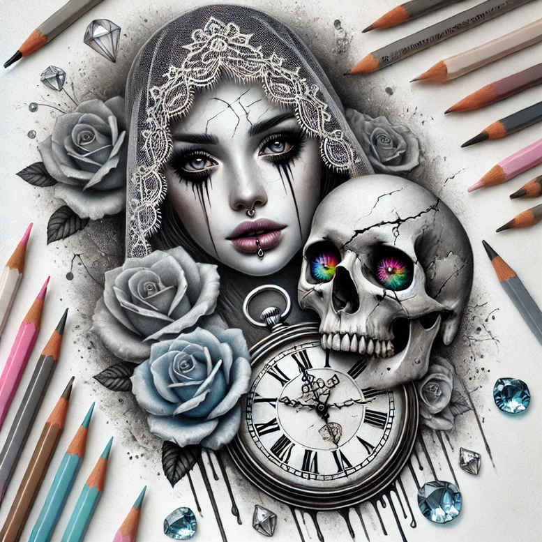 delicate-face – tattoo design ideas free ai generated – photographic-quality – for-shin – Gallery: faces-inkby-ai