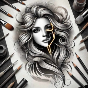 emotions-on-face – tattoo design ideas free ai generated – sharp-focus – for-foot – Gallery: faces-inkby-ai
