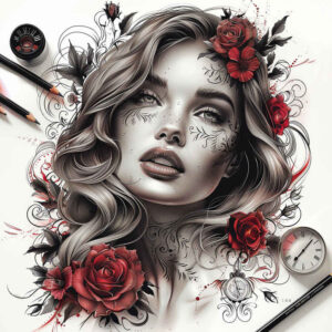 face-and-eyes – tattoo design ideas free ai generated – natural-contrast – for-neck – Gallery: faces-inkby-ai