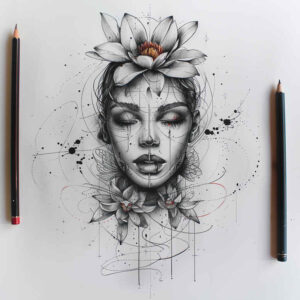 face-in-shadow – tattoo design ideas free ai generated – high-fidelity – for-knee – Gallery: faces-inkby-ai