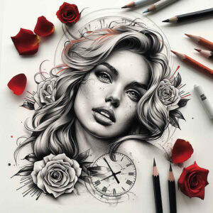 face-with-3d-effect – tattoo design ideas free ai generated – anatomical-accuracy – for-upper-thigh – Gallery: faces-inkby-ai