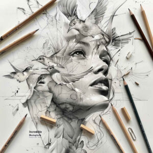 face-with-contour – tattoo design ideas free ai generated – tactile-shading – for-lower-thigh – Gallery: faces-inkby-ai