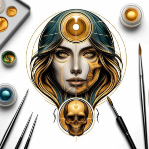face-with-eyes – tattoo design ideas free ai generated – detail-accuracy – for-shin – Gallery: faces-inkby-ai