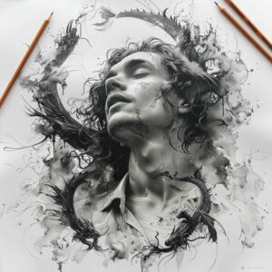 face-with-flowers – tattoo design ideas free ai generated – depth-of-field – for-hip – Gallery: faces-inkby-ai