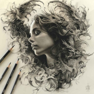face-with-halo – tattoo design ideas free ai generated – blended-gradients – for-full-back – Gallery: faces-inkby-ai