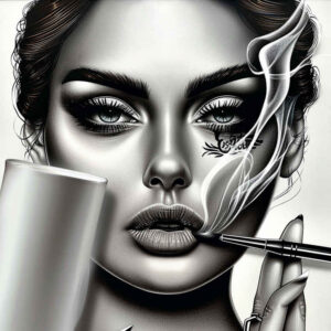 face-with-halo – tattoo design ideas free ai generated – blended-gradients – for-lower-back – Gallery: faces-inkby-ai