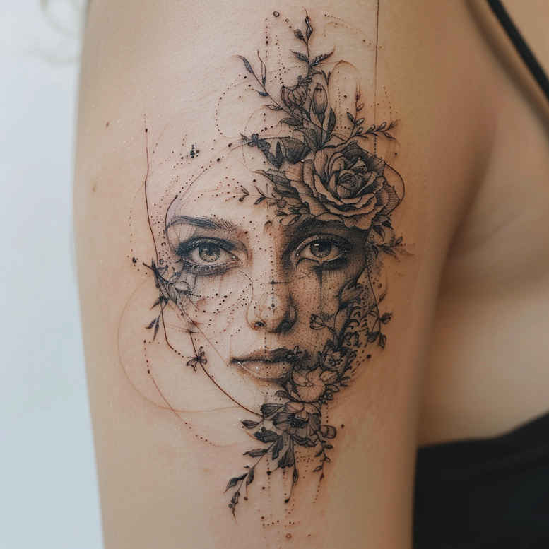 face-with-light – tattoo design ideas free ai generated – light-play – for-sternum – Gallery: faces-inkby-ai