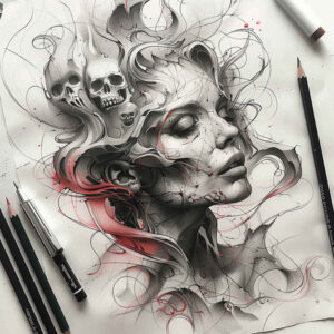 face-with-lines – tattoo design ideas free ai generated – illusion-of-depth – for-forearm – Gallery: faces-inkby-ai