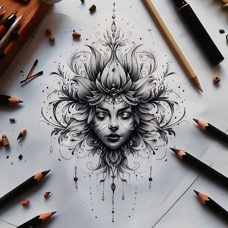 face-with-lines – tattoo design ideas free ai generated – portrait-realism – for-sternum – Gallery: faces-inkby-ai