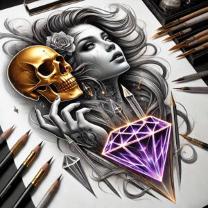 face-with-mimicry – tattoo design ideas free ai generated – ultra-sharp – for-lower-back – Gallery: faces-inkby-ai