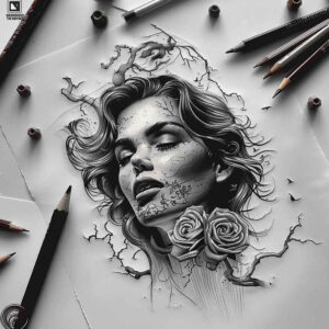 face-with-nose – tattoo design ideas free ai generated – true-rendering – for-hip – Gallery: faces-inkby-ai