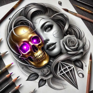 face-with-shading – tattoo design ideas free ai generated – ink-precision – for-calf – Gallery: faces-inkby-ai
