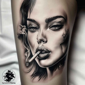 face-with-shading – tattoo design ideas free ai generated – optical-depth – for-knee – Gallery: faces-inkby-ai