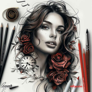 face-with-shadows – tattoo design ideas free ai generated – full-detail – for-lower-chest – Gallery: faces-inkby-ai