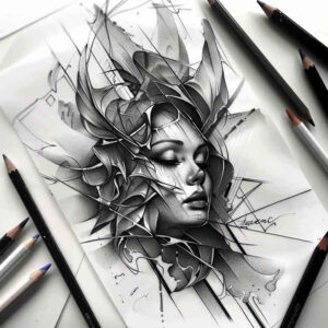 face-with-shadows – tattoo design ideas free ai generated – reflection-effect – for-fingers – Gallery: faces-inkby-ai