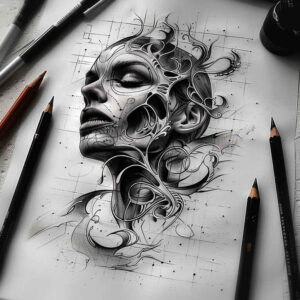 faces – tattoo design ideas free ai generated – detailed-rendering – for-thigh – Gallery: faces-inkby-ai