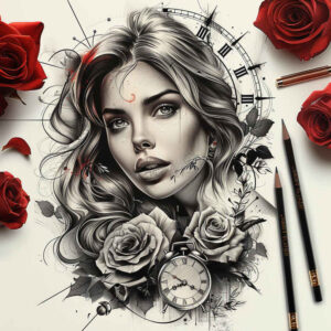 facial-expression – tattoo design ideas free ai generated – dynamic-shadows – for-lower-thigh – Gallery: faces-inkby-ai