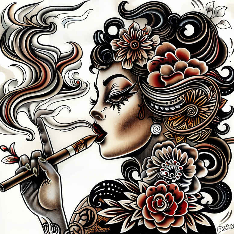 female-face – tattoo design ideas free ai generated – minimal-grain – for-back-of-neck – Gallery: faces-inkby-ai