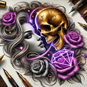 frontal-face – tattoo design ideas free ai generated – minimal-grain – for-toe – Gallery: faces-inkby-ai