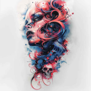 minimalist-face – tattoo design ideas free ai generated – realism-dynamic-shadows – for-back – Gallery: faces-inkby-ai