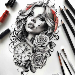 profile-face – tattoo design ideas free ai generated – ink-layering – for-arm – Gallery: faces-inkby-ai