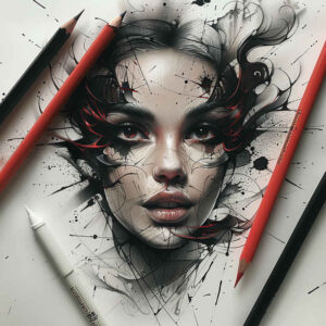 spiritual-face – tattoo design ideas free ai generated – illustrative-style – for-thigh – Gallery: faces-inkby-ai
