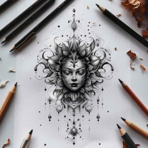faces tattoo design ideas strong contrast animal stands for endurance