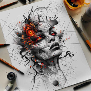 faces tattoo design ideas vivid hues detailed eyes for triceps
