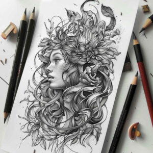 faces tattoo design ideas dynamic linework fine lines represents determination